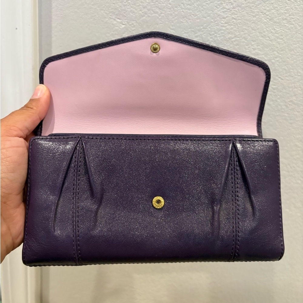 Vintage Coach Madison Leather Tri fold Checkbook Wallet Purple and Pink EUC - Picture 5 of 15